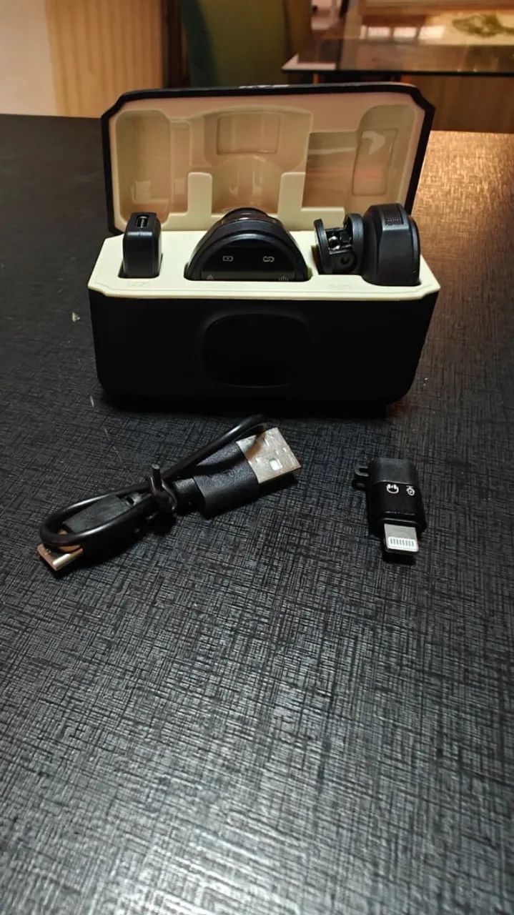 Microfone de Lapela Duplo Sem Fio Magnético - Foto 4