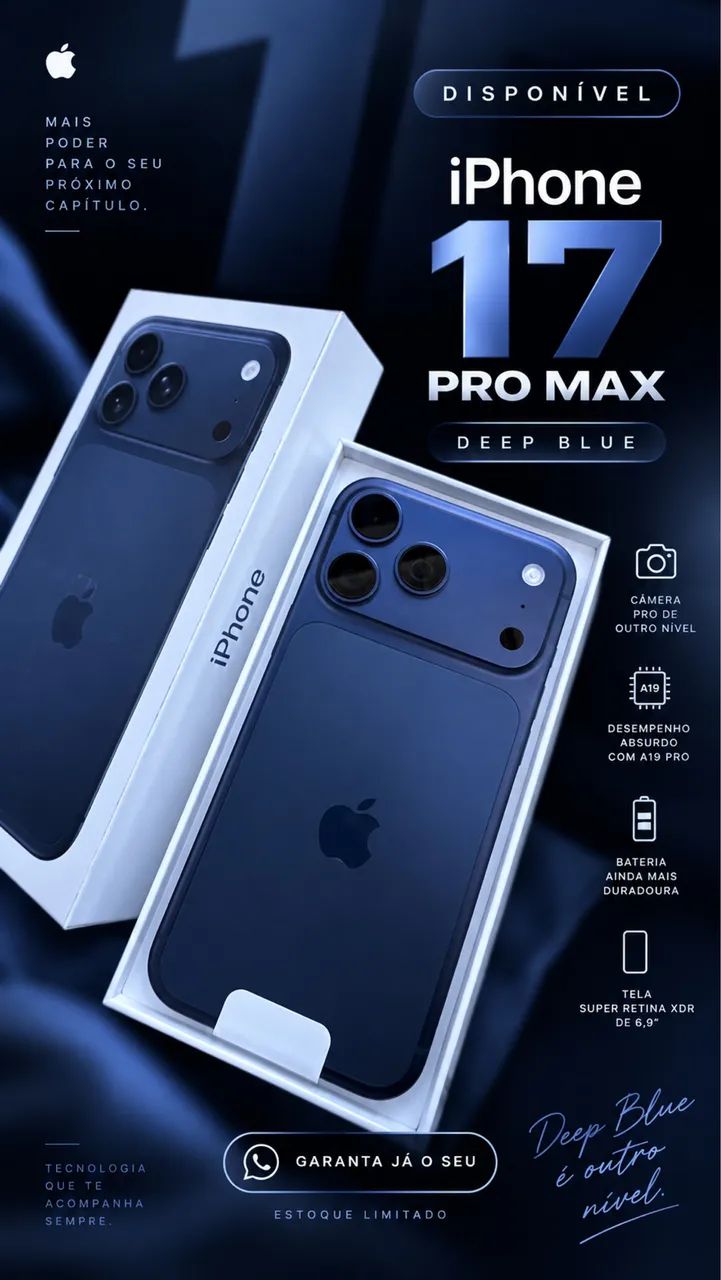 iPhone 17 Pro Max | 256GB - Deep Blue - Celulares e Smartphones
