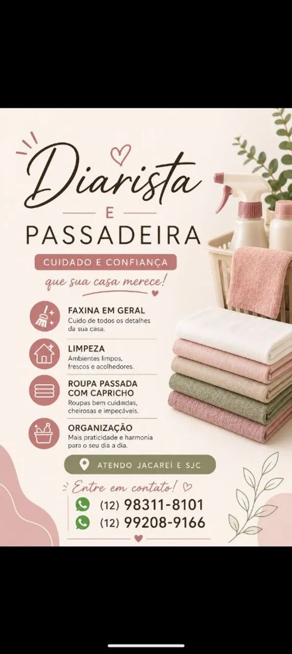 Faço faxina e passo roupa 
