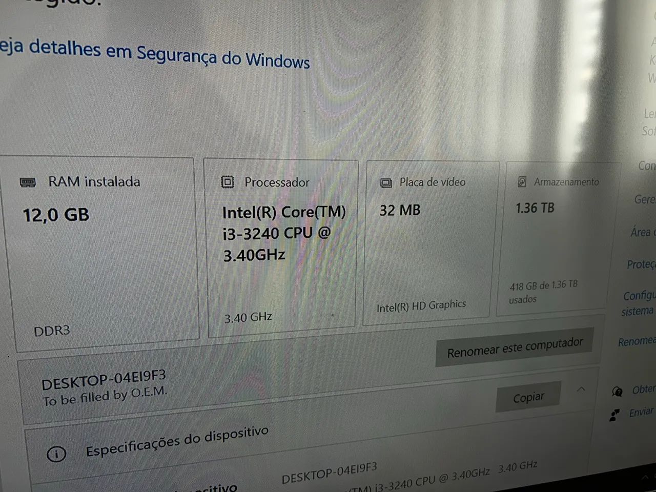 Desktop - PC Intel i3 12gb RAM 1,5tb Armazenamento  - Foto 3