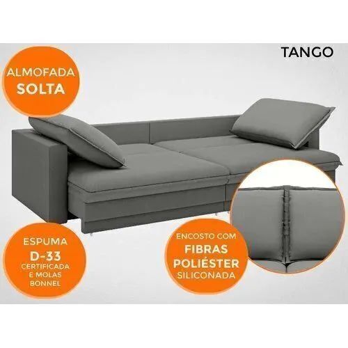Sofá Tango 2,00m sem caixa, Retrátil e Reclinável Velosuede Bege - Foto 4