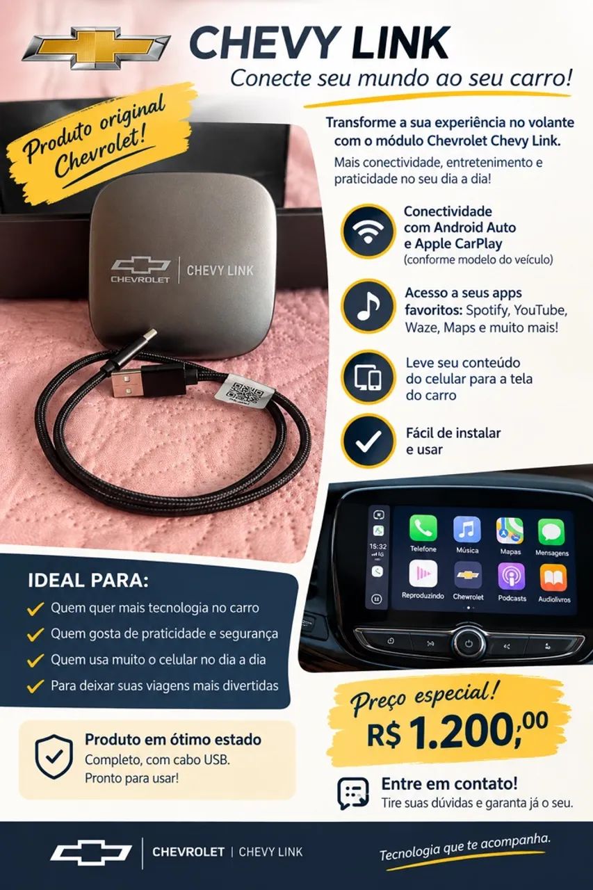 módulo entretenimento Chevy Link acessórios Chevrolet cor cinza chumbo