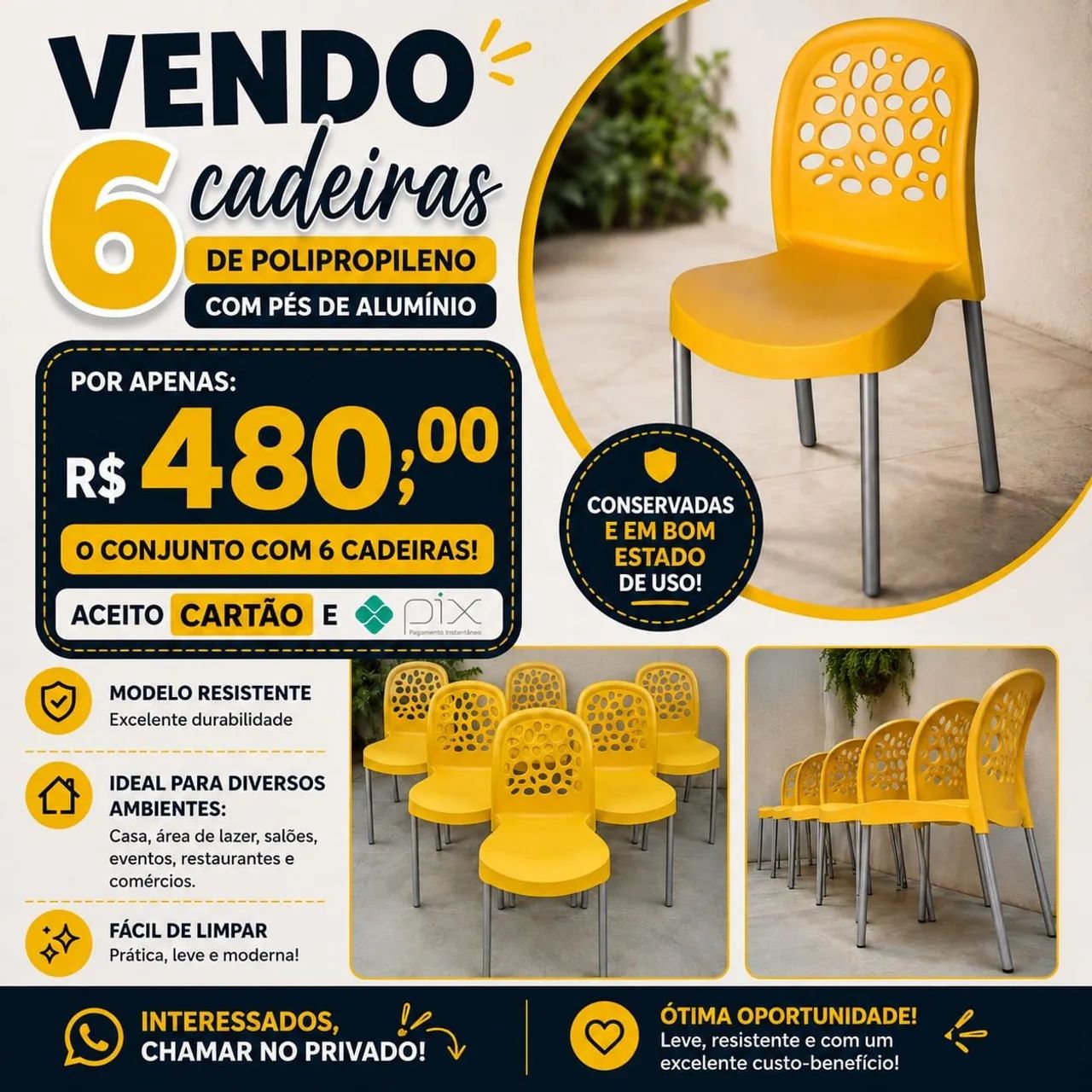 Conjunto de 6 cadeiras 