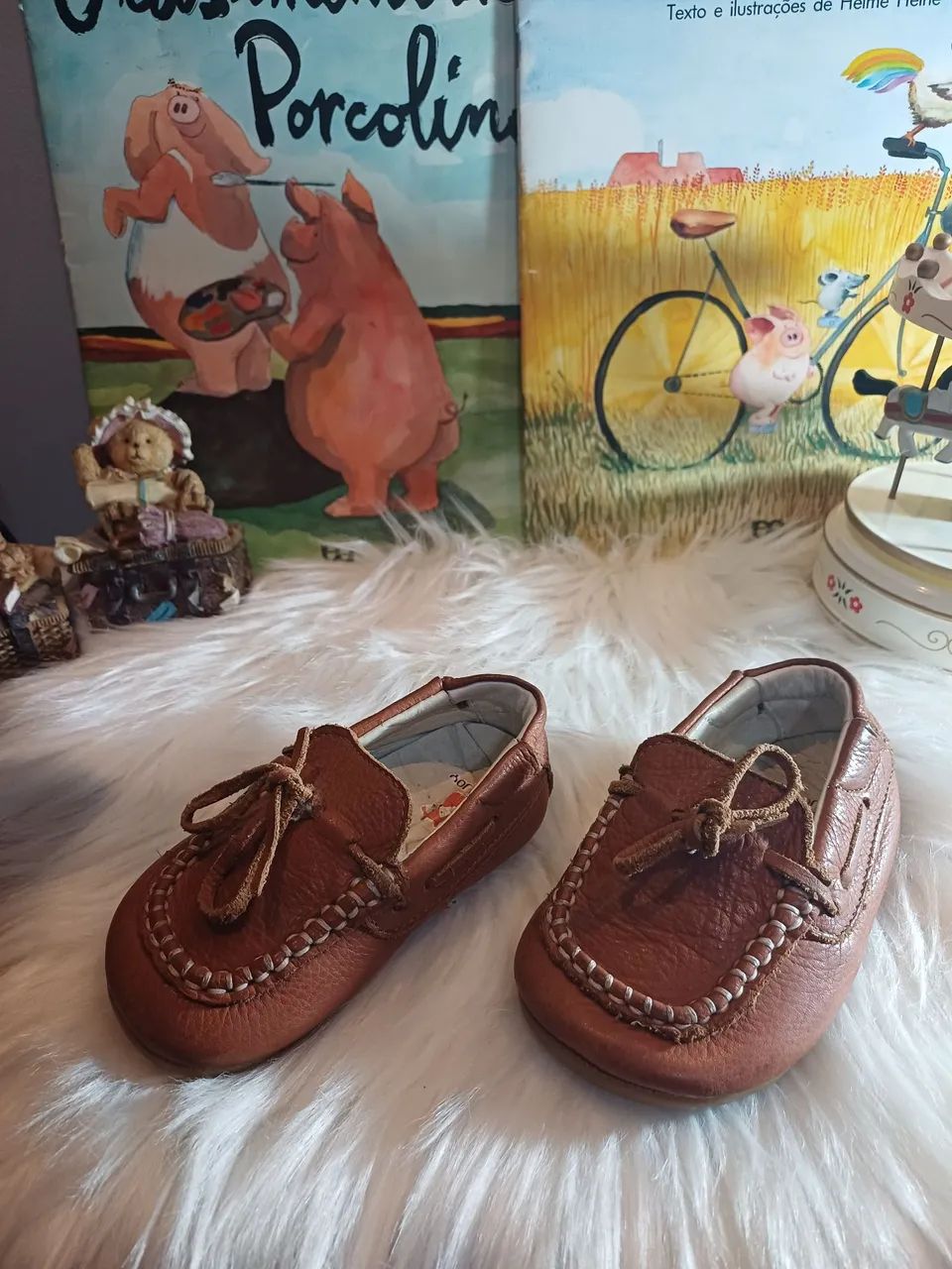 Mocassim de bebê em couro legítimo Nino Joy, marrom bem conservado.  - Foto 5