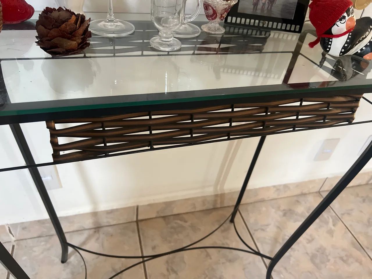 Aparador de Ferro com Junco de 60 cm com Vidro Brinde - Foto 4