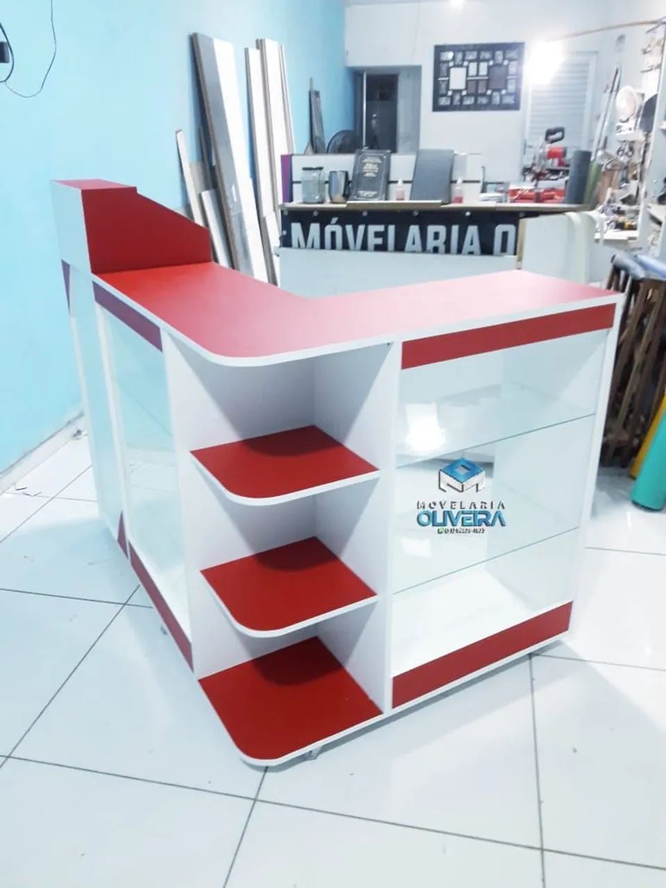 Balcão caixa com vitrine frontal em L personalizado  fabricamos diversos   - Foto 3