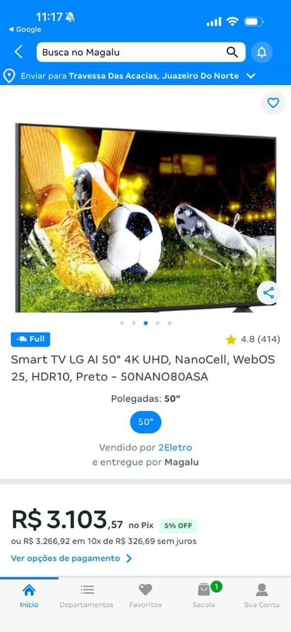 TV LG 50 POLEGADAS NANO CELL COM CONTROLE REMOTO MAGIC E ALEXA INTEGRADO  - Foto 2