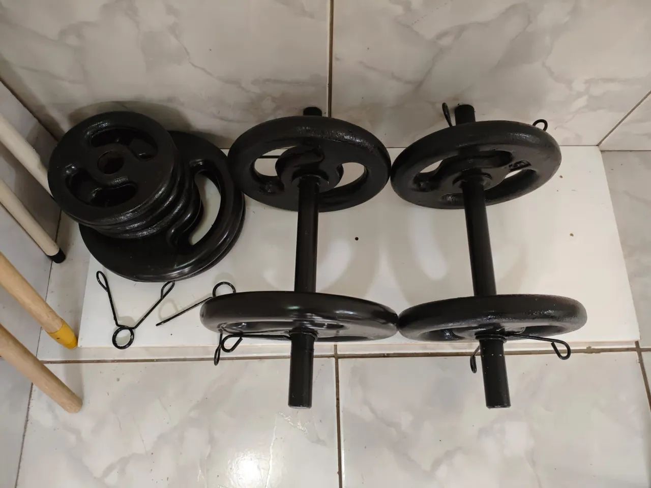 Kit Halteres com Barras e Anilhas - Foto 5