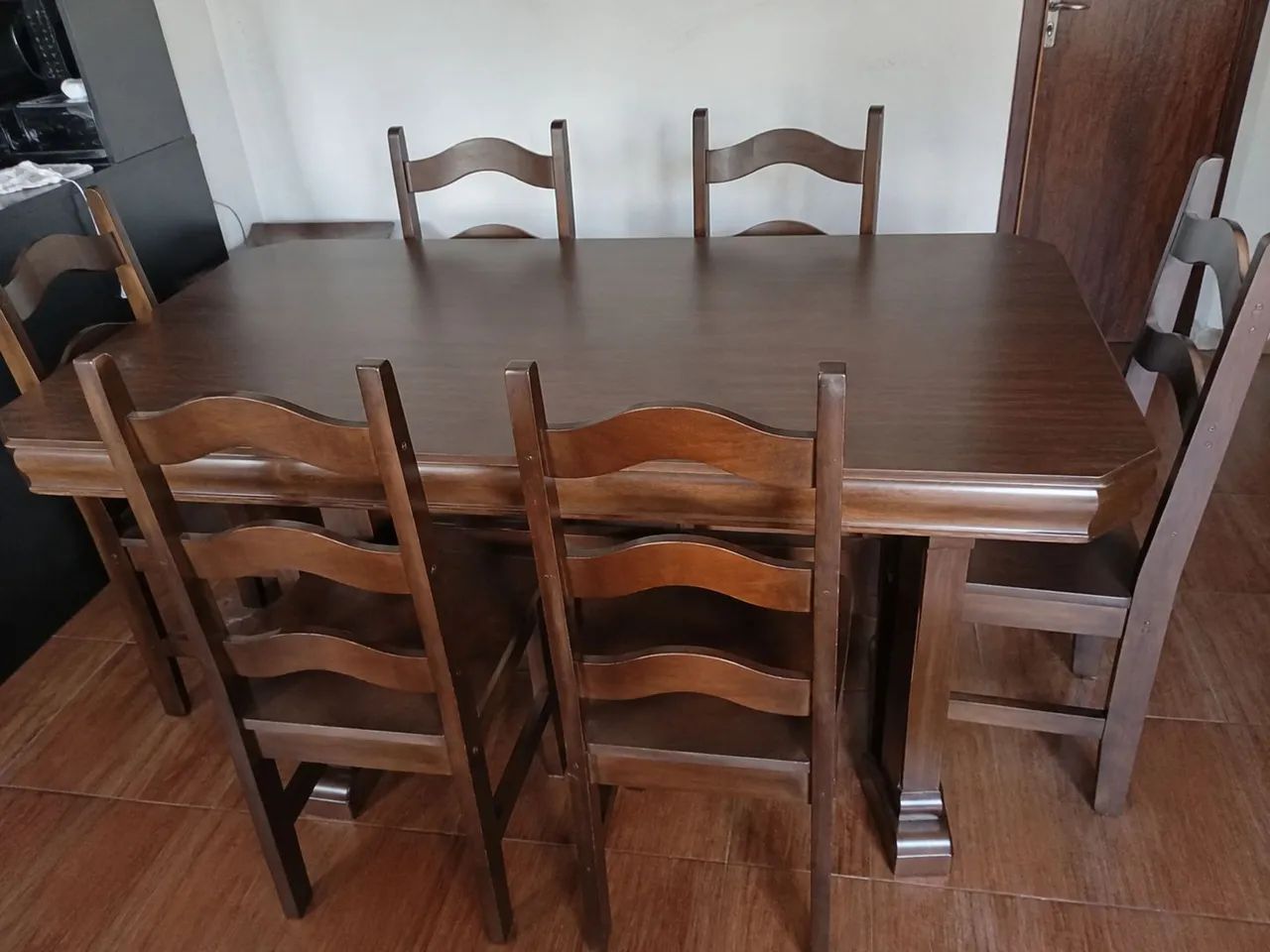 Mesa madeira 6 cadeiras 