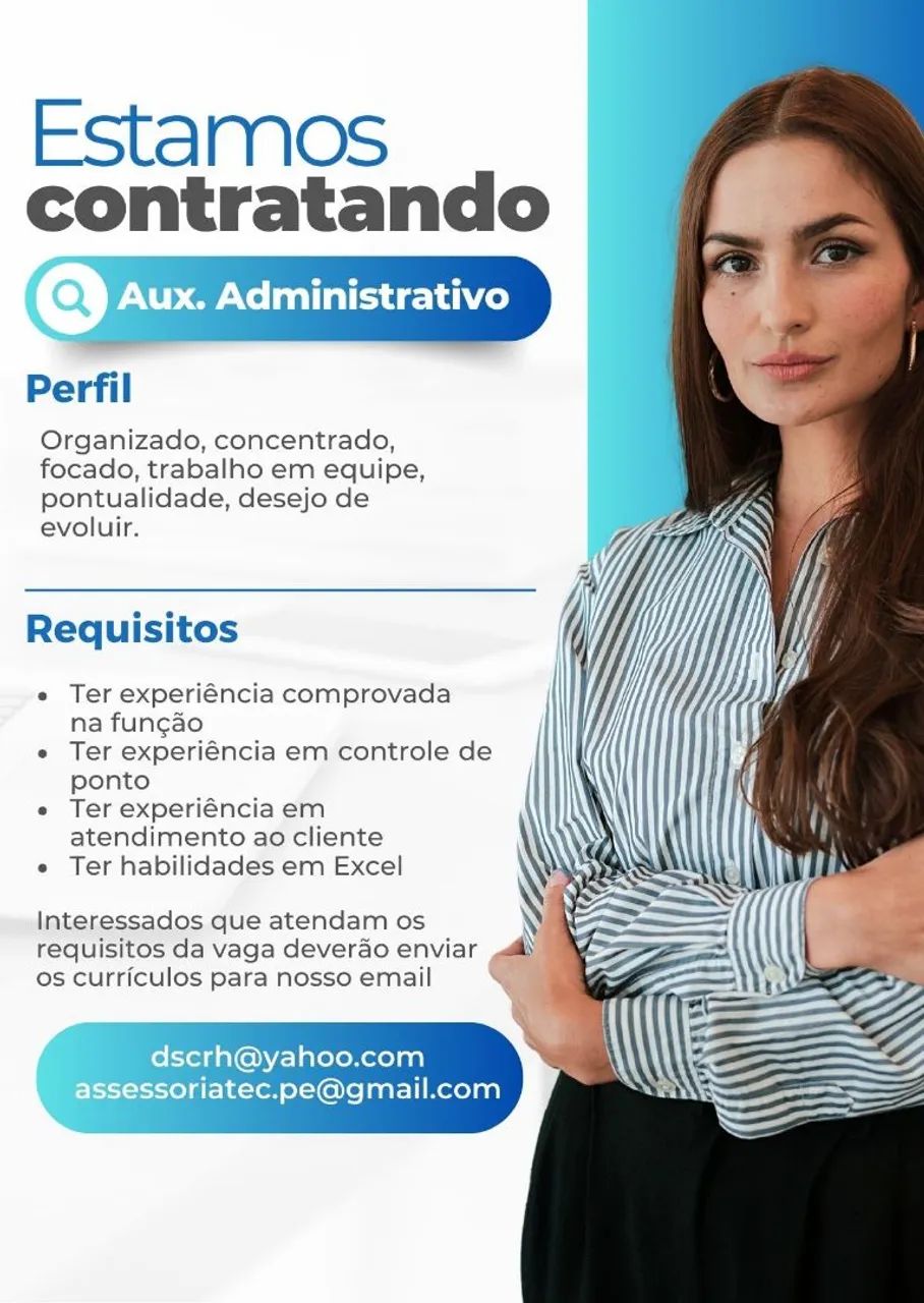 ESTAMOS CONTRATANDO ASSISTENTE ADMINISTRATIVO 