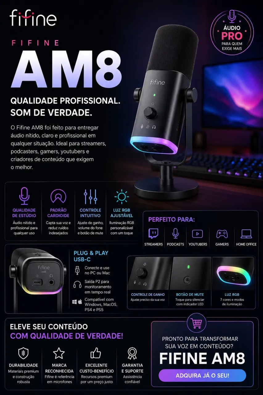 MICROFONE FIFINE AM8 | PRONTA ENTREGA