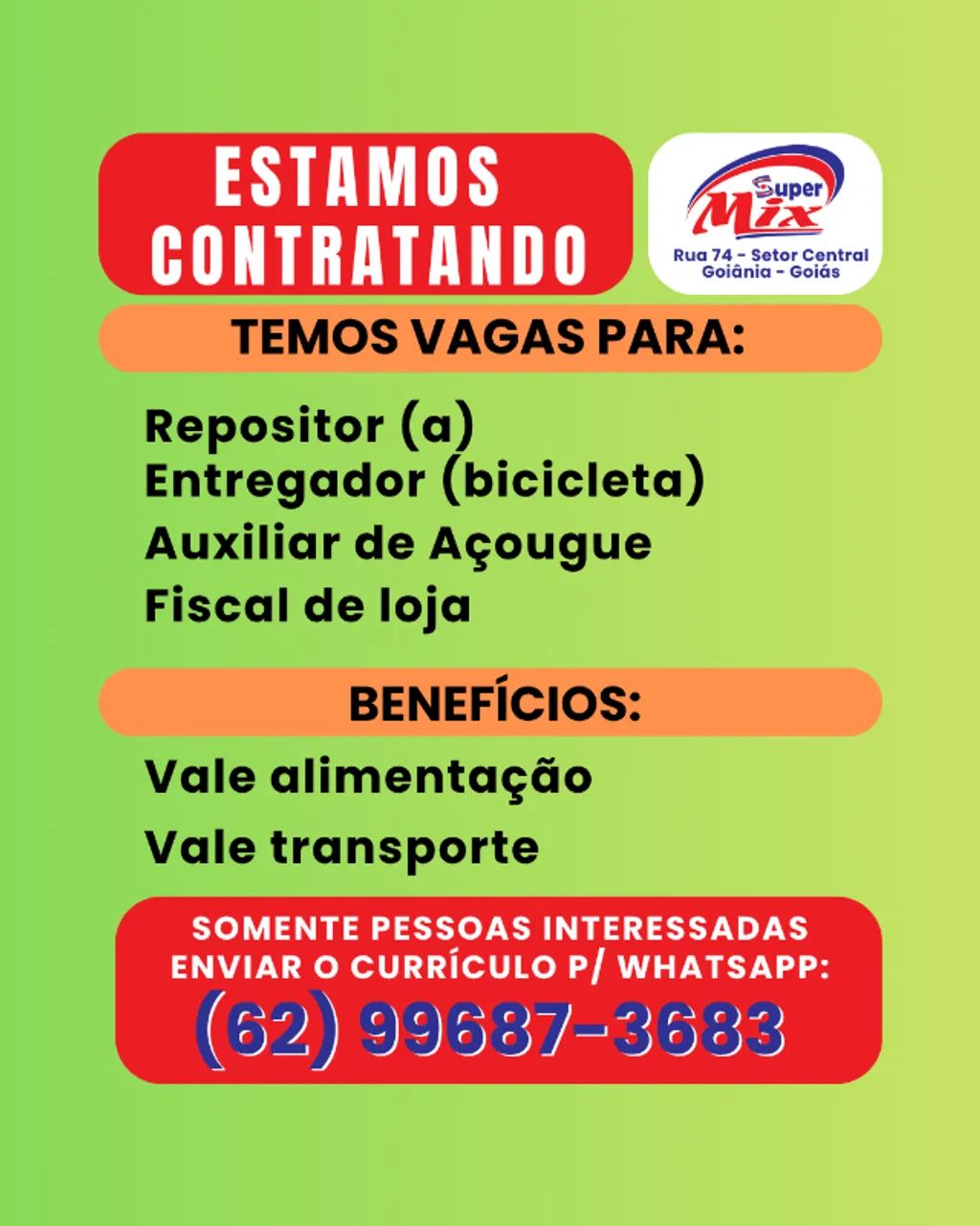 Temos vagas disponíveis 
