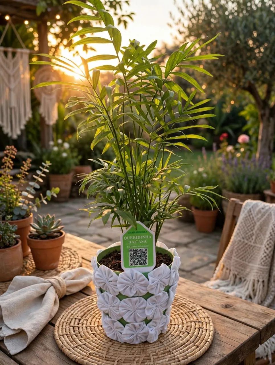 Vaso com planta decorado com fuxico lindo  - Foto 3