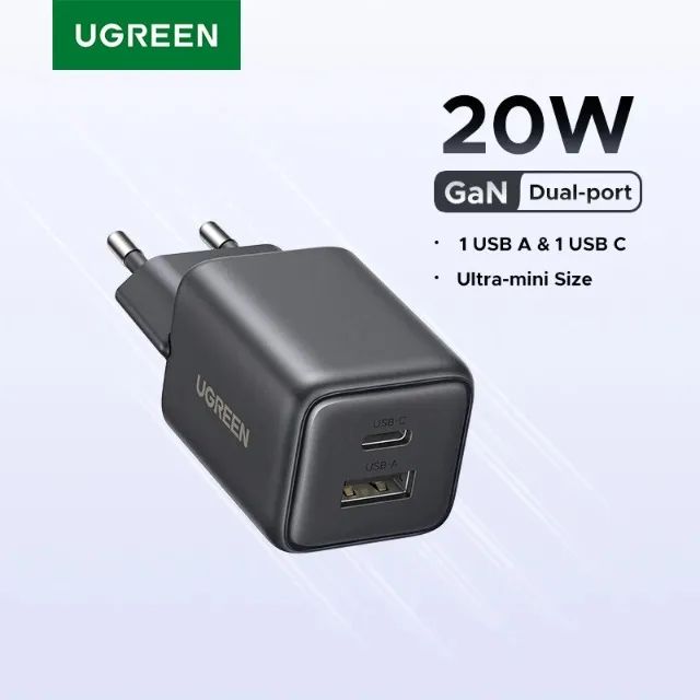 Carregador Ugreen X514 GaN DualPort 20W (USB-C + USB-A) -Entrega Grátis- - Foto 2