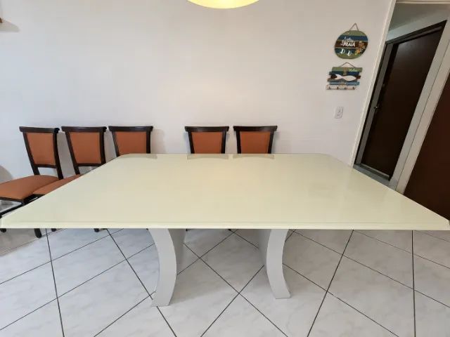 Mesa de Jantar Retangular Vidro 6 cadeiras
