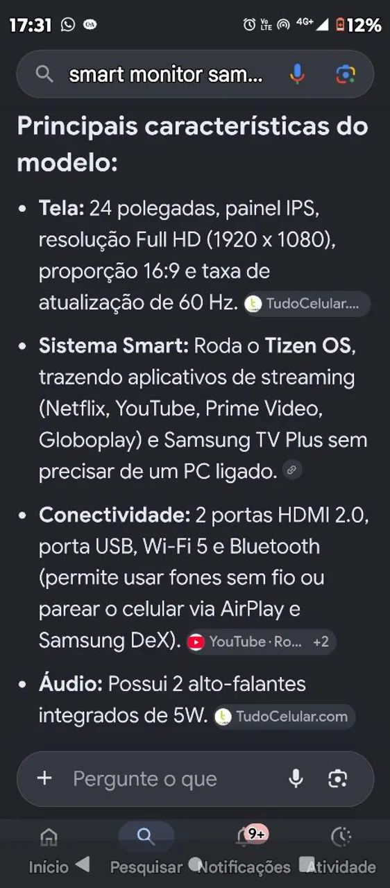 Smart Monitor Samsung M5 24 polegadas