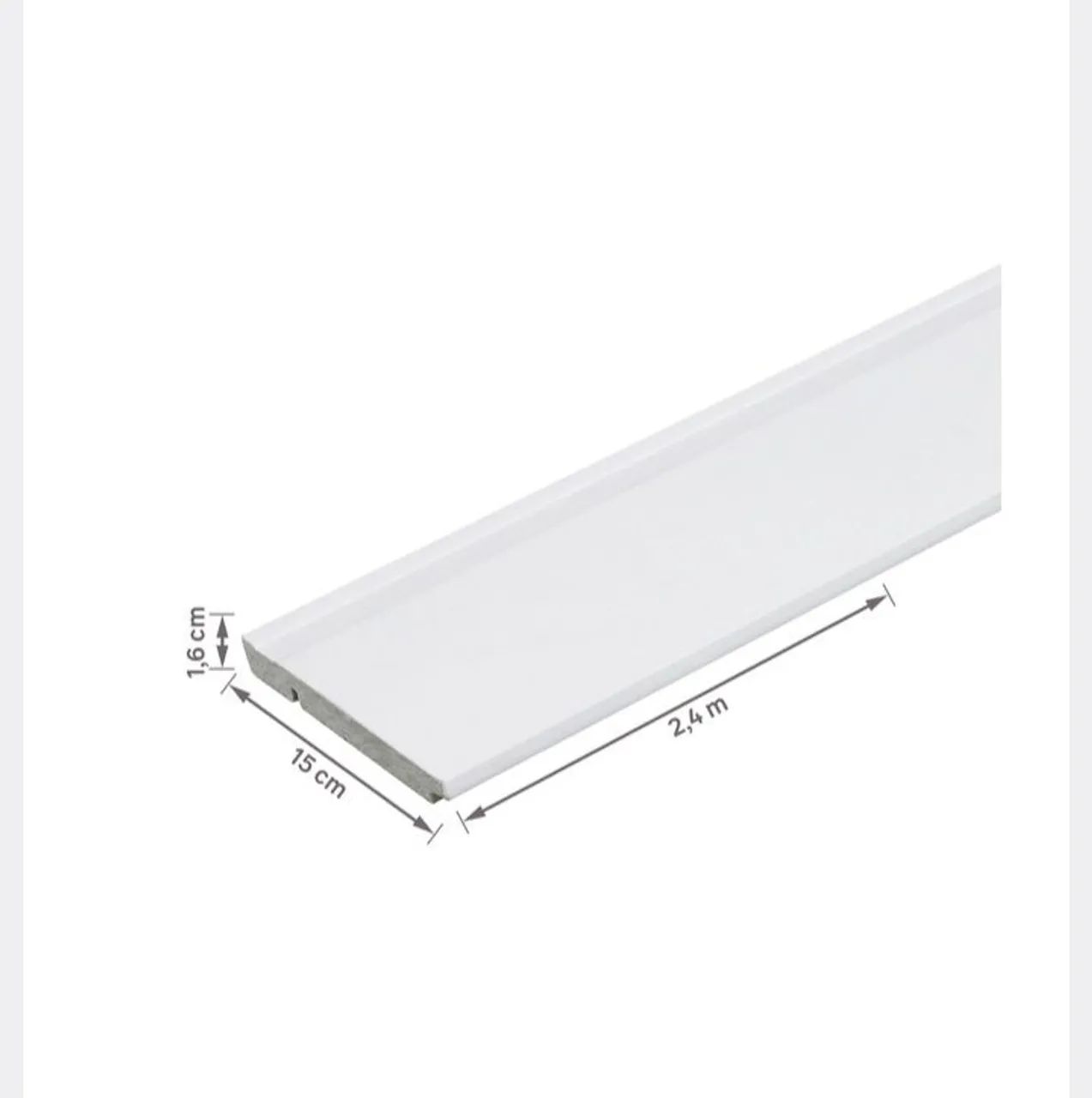 7 PEÇAS RODAPÉ 15cm Frisado Branco Poliestireno Lev152 Santa Luzia Lote Com 7 Unidades