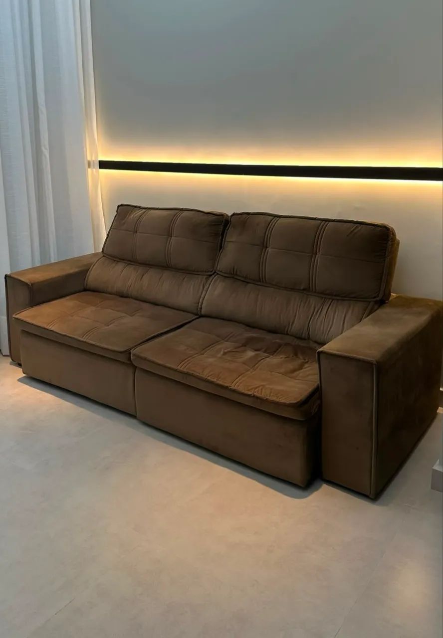 Sofá Bugatti Marrom Retrátil e Reclinável 2,50m - Excelente Estado - Foto 3