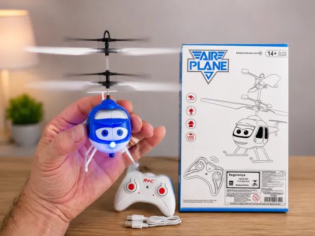 Drone Helicóptero Voador com Controle Remoto e Sensor de Indução Recarregável USB - Foto 3