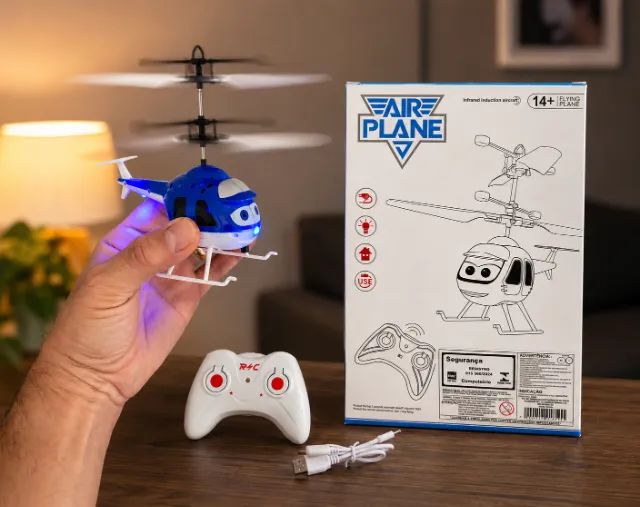Drone Helicóptero Voador com Controle Remoto e Sensor de Indução Recarregável USB - Foto 2