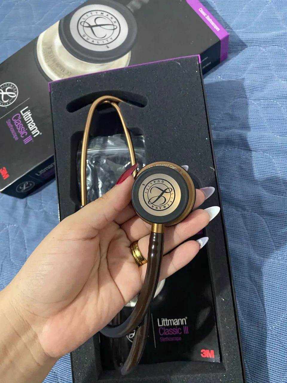 Estetoscópio 3M littmann Classic lii chocolate cobre  - Foto 4