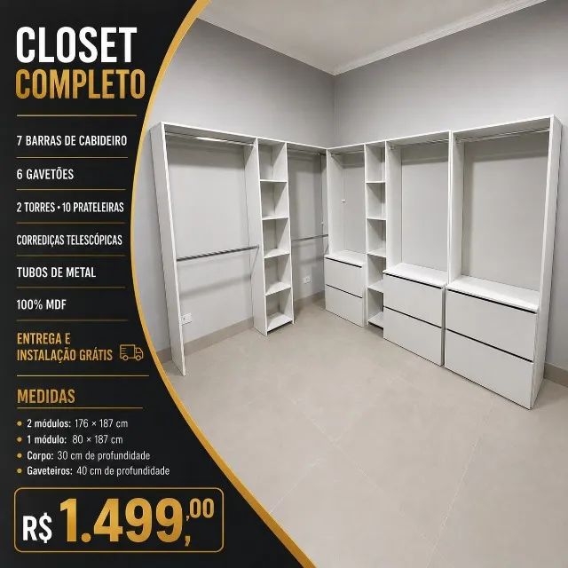 CLOSET COMPLETO MDF NOVO 