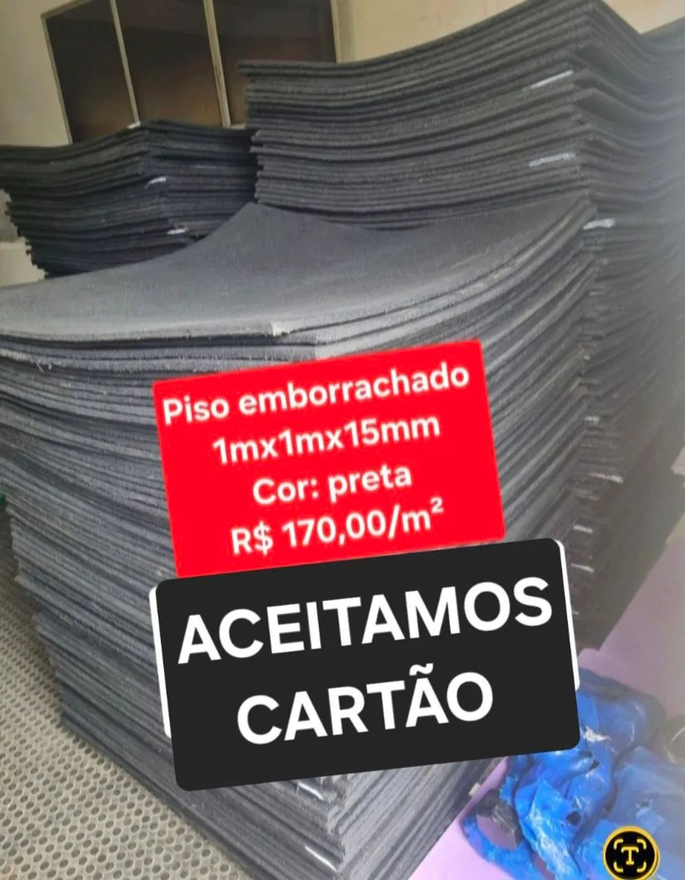 Piso emborrachado para academia - 1mx1mx15mm