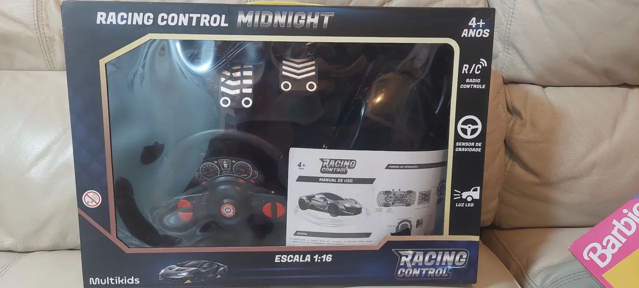 Carrinho com Volante e Pedal Racing Control Midnight Preto Multikids - Foto 3