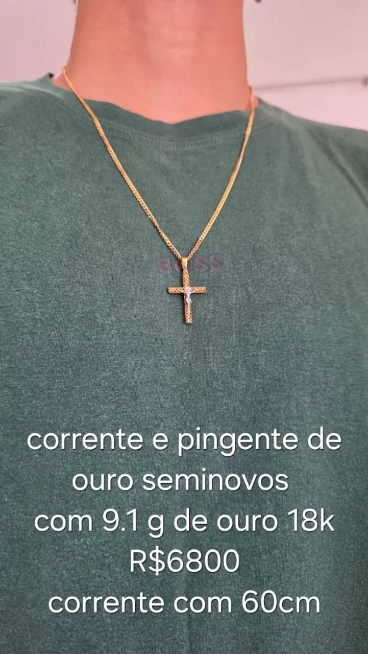 Corrente e pingente de ouro 18k semi-novos  - Foto 3