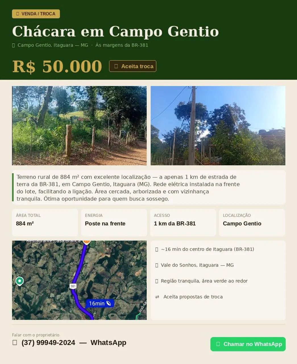 Vendo ou troco chacara