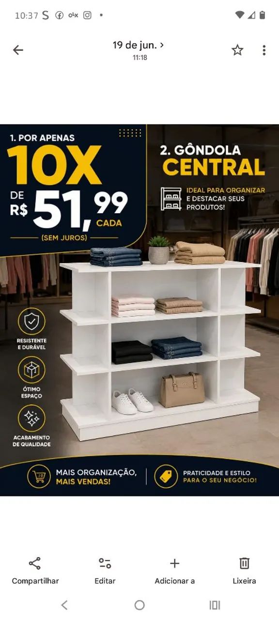 Gôndola para loja em mdf,