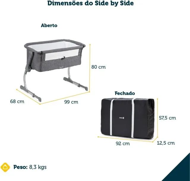 Safety 1st, Berço Side By Side, Grey - Foto 3