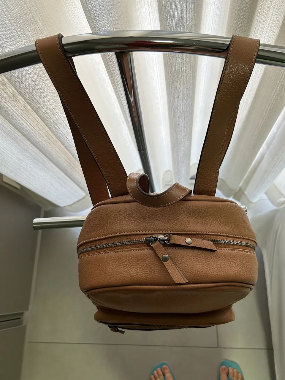 Mochila de Couro Forrada- NUDE  - Foto 5