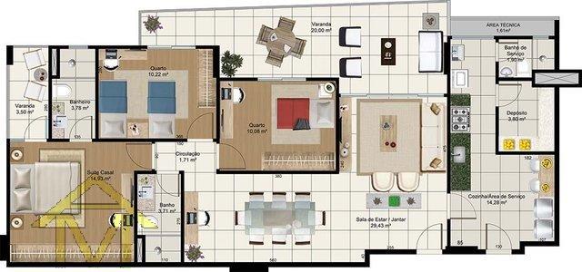 Apartamento à venda com 3 dormitórios em Barro vermelho, Vitória cod:9221 - Foto 10