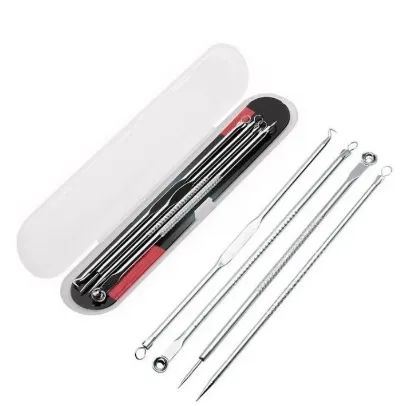 Kit com 4 Curetas / Extratores Tirar Acne Cravos E Espinha Limpeza de Pele (z051) 
