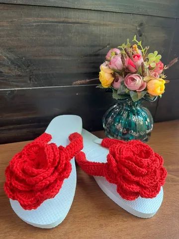 Havaianas flor de crochê 37/38 - Foto 5