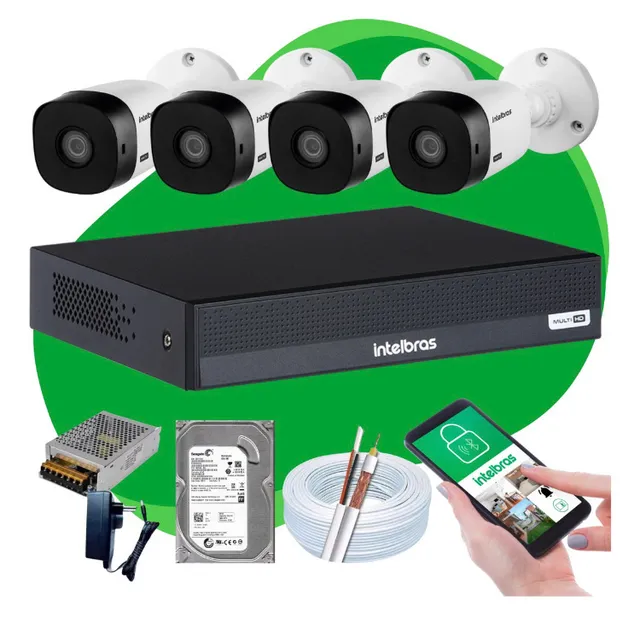 Kit 4 Câmeras Intelbras Dvr 4 Canais Lançamento