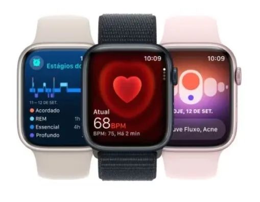 Apple Watch Series 9 Caixa meia-noite de alumínio 45 mm Pulseira esportiva M/G - Foto 5