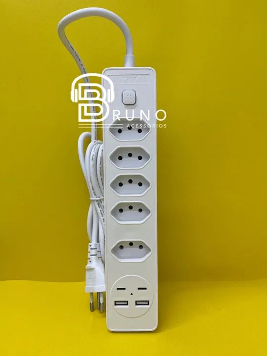 Extensão 5 Tomadas 2 USB 2 Tipo C