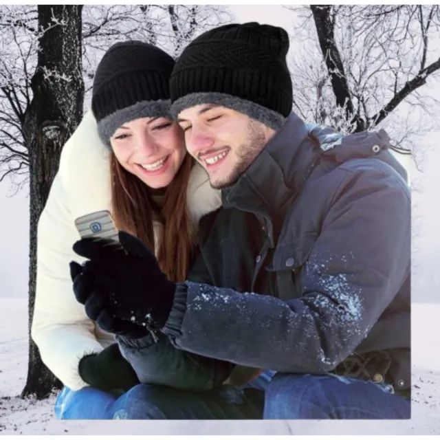 Luva de Lã Preta Adulto Unissex Elegante para Inverno Frio - Foto 4