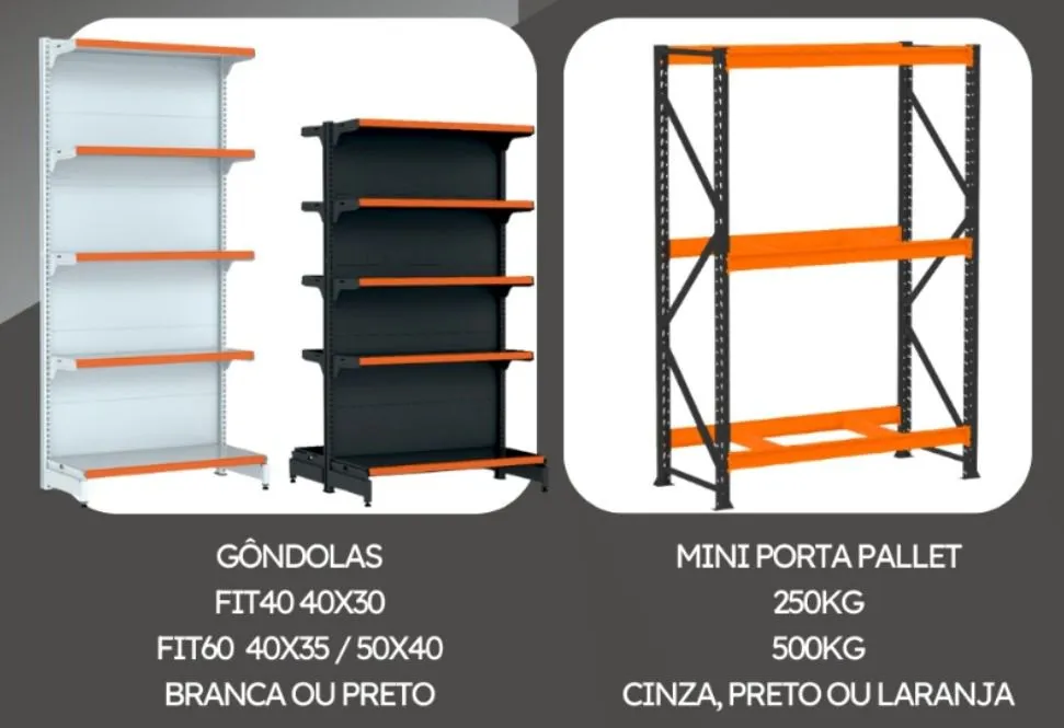 Gôndolas e Mini Porta Pallet para seu Comércio!