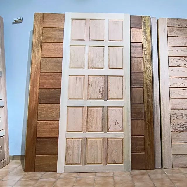 Porta Retangular de Madeira Maciça 70, 80 e 90 cm Externa Entrada Madeira Mista - Foto 3