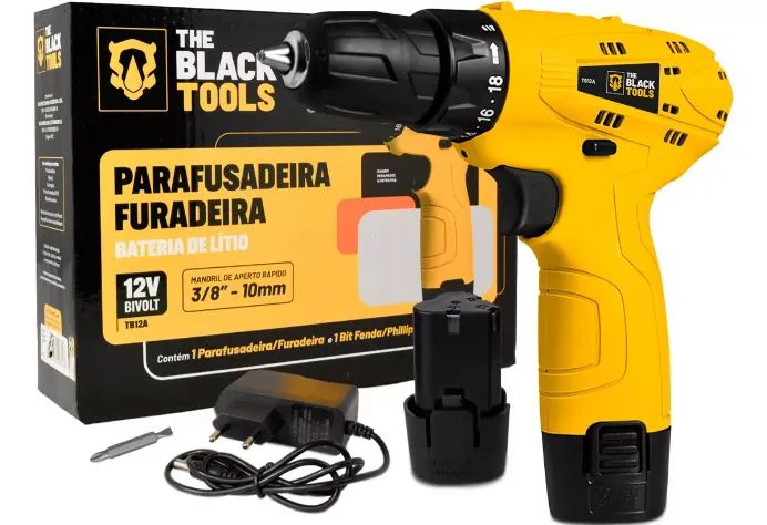 Parafusadeira Furadeira The Black Tools TB12A 3/8 a Bateria Frequência 60H