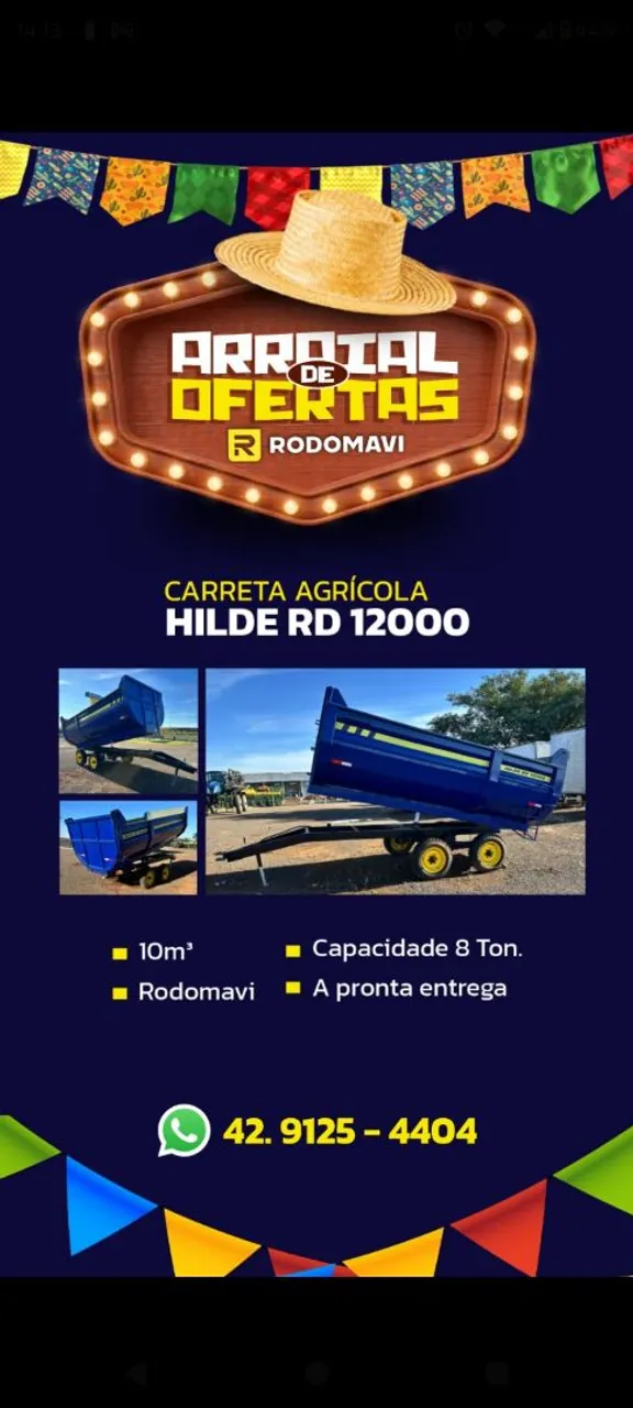Carreta Agrícola Hilde RD 12000 - Oferta Imperdível!