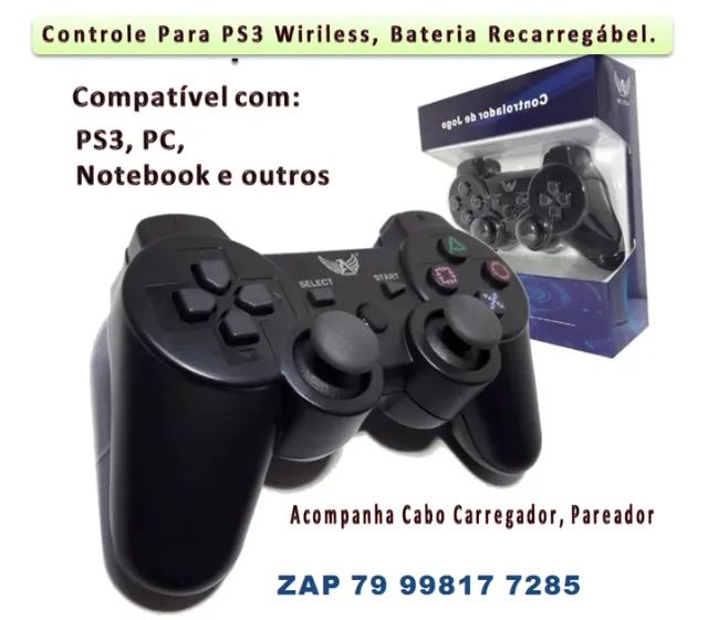 Controle para PS3, Wireless, serve para PC, Notebook. Recarregável