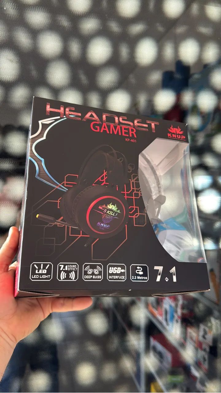 Headset gamer com Led 2 p2 fone microfone 7.1