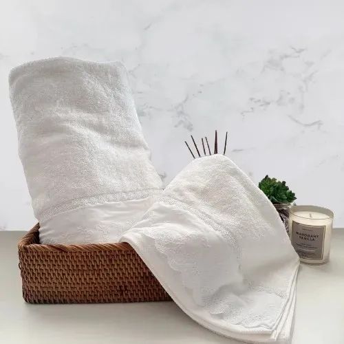 PROMOÇÃO! Jogo Kit Banhão E Rosto Bordado Inglês 100% ALGODÃO EGÍPCIO---2 Peças Branco - Foto 4