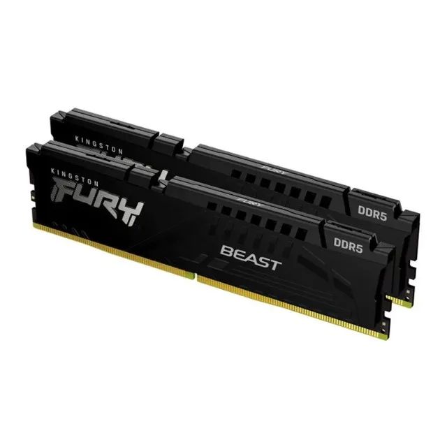 Memoria Ram DDR5 64GB 6000MHz Kingston Fury Beast, (32GBx2), CL40, Intel, AMD, Preto, PC