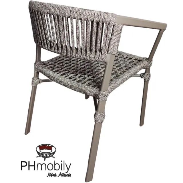 JOGO DE MESA REDONDA DE ALUMÍNIO RIPADO  COM 04 CADEIRAS DE ALUMINIO E CORDA NÁUTICA - Foto 3