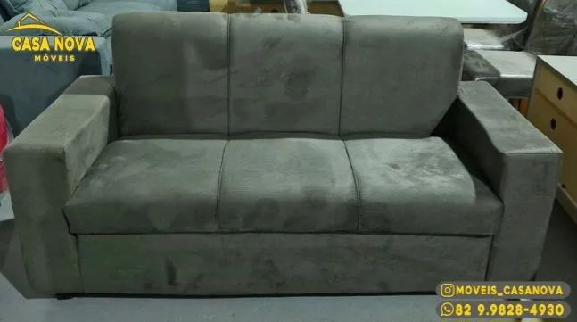 Sofá 3 lugares em suede - Novo! - Foto 3